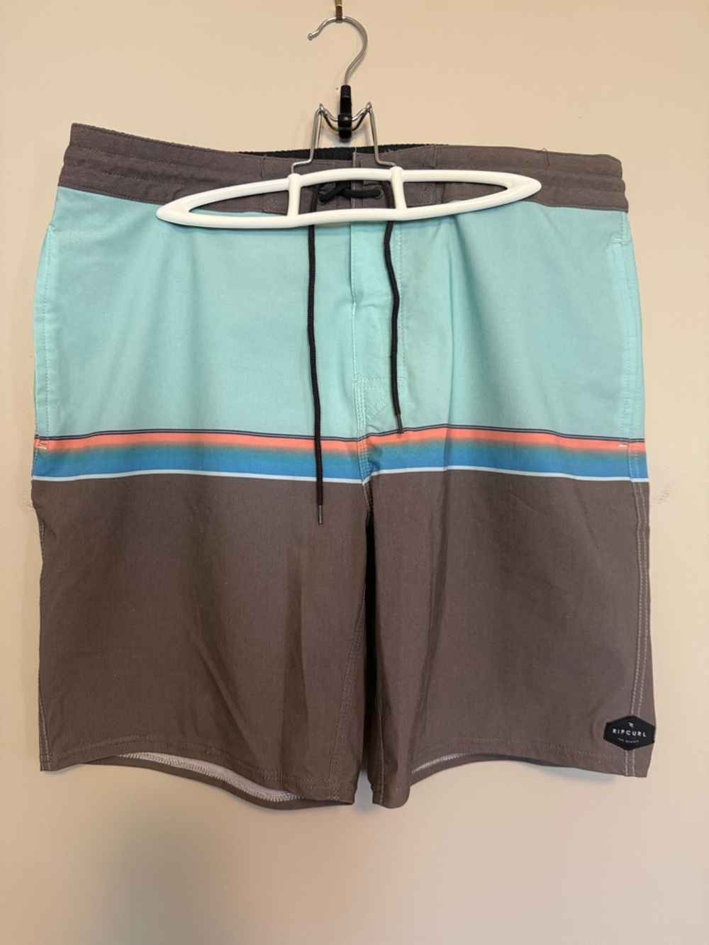 Rip Curl Men's Aqua & Grey Colorblock Swim Board Shorts